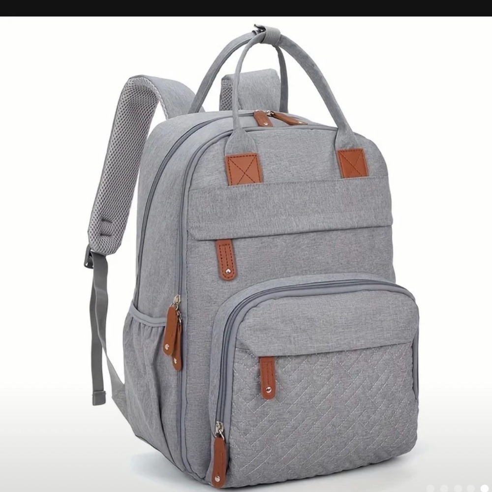 New Gray Mommy Backpack/Carry Diaper Bag